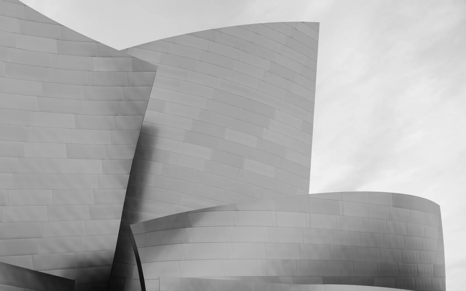 The architectural facade of Walt Disney Concert Hall, a major Los Angeles performance venue